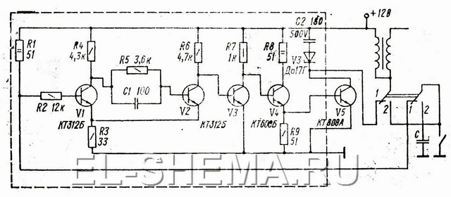 принципиальная схема конденсаторно-транзисторного устройства зажигания