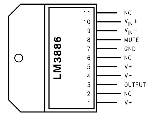 LM3886 - цоколёвка