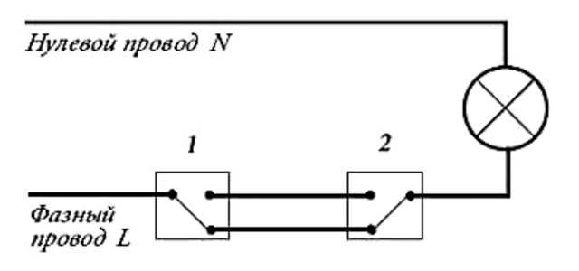 Схема проходного выключателя