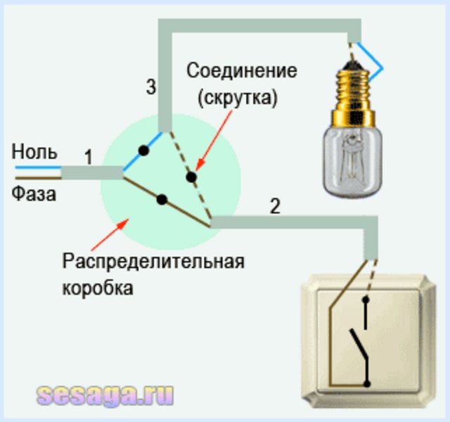 Электрическая схема подключения в проводку
