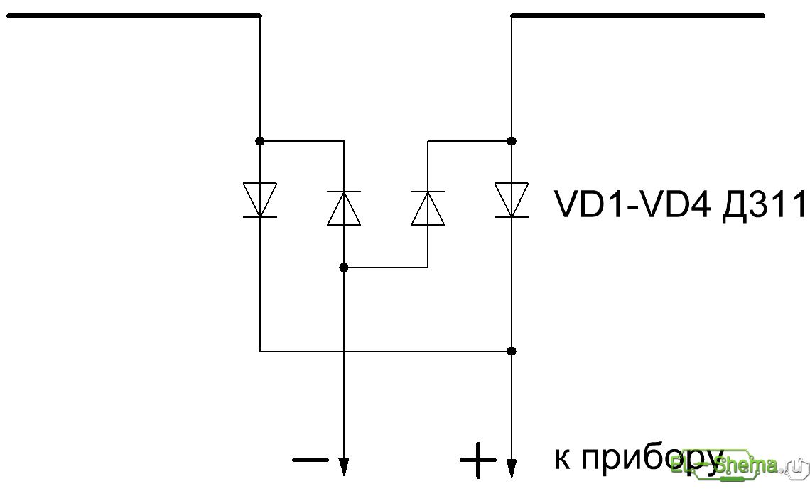 Электрическая схема детектора-индикатора мощности радиоволн